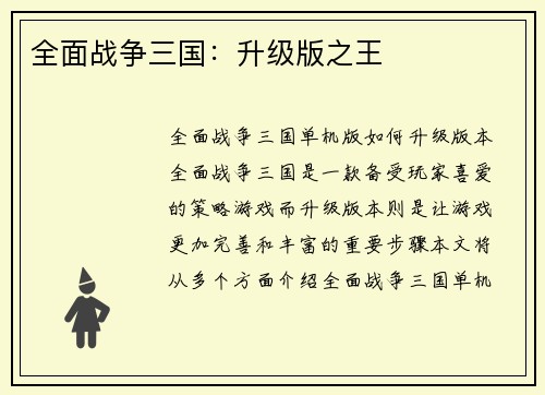 全面战争三国：升级版之王